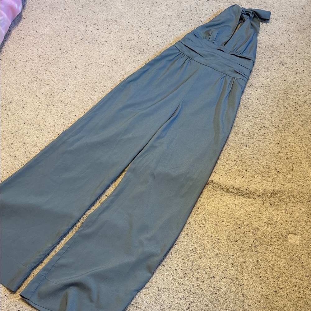 bebe Halter Neck Blue Jumpsuit